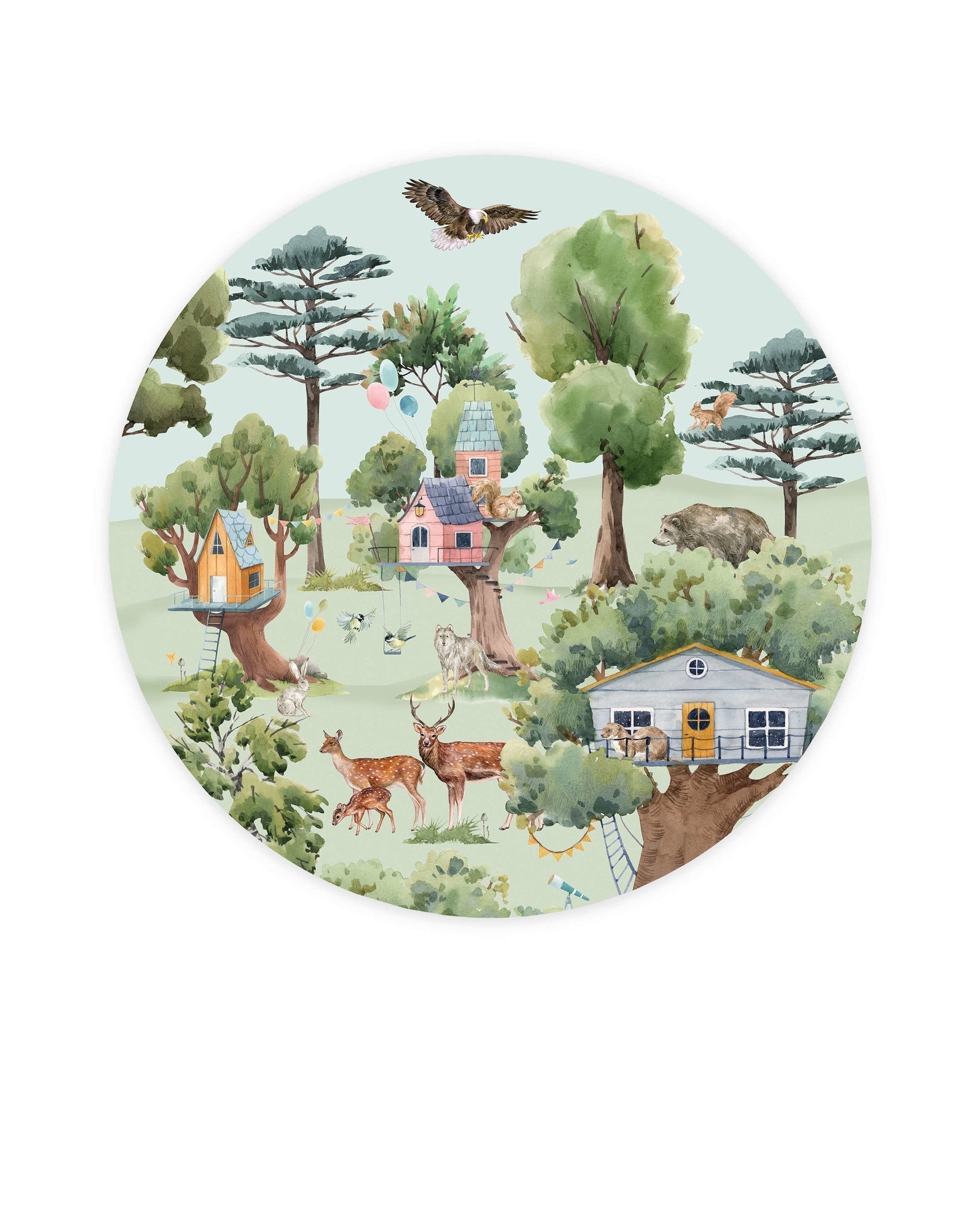Creative Lab Amsterdam Treehouse in the Forest Wallpaper Circle-Beaumonde