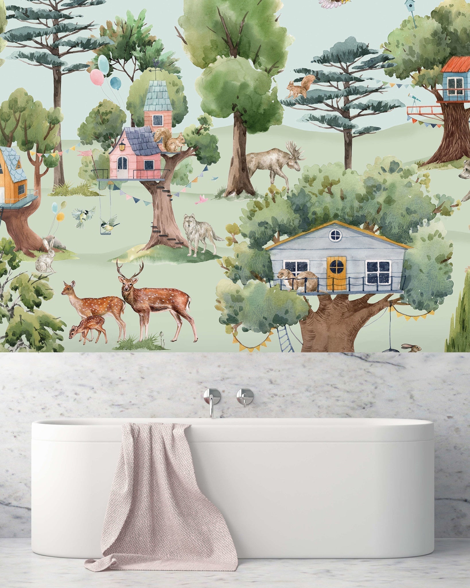 Creative Lab Amsterdam Treehouse in the Forest Wallpaper Mural-Beaumonde
