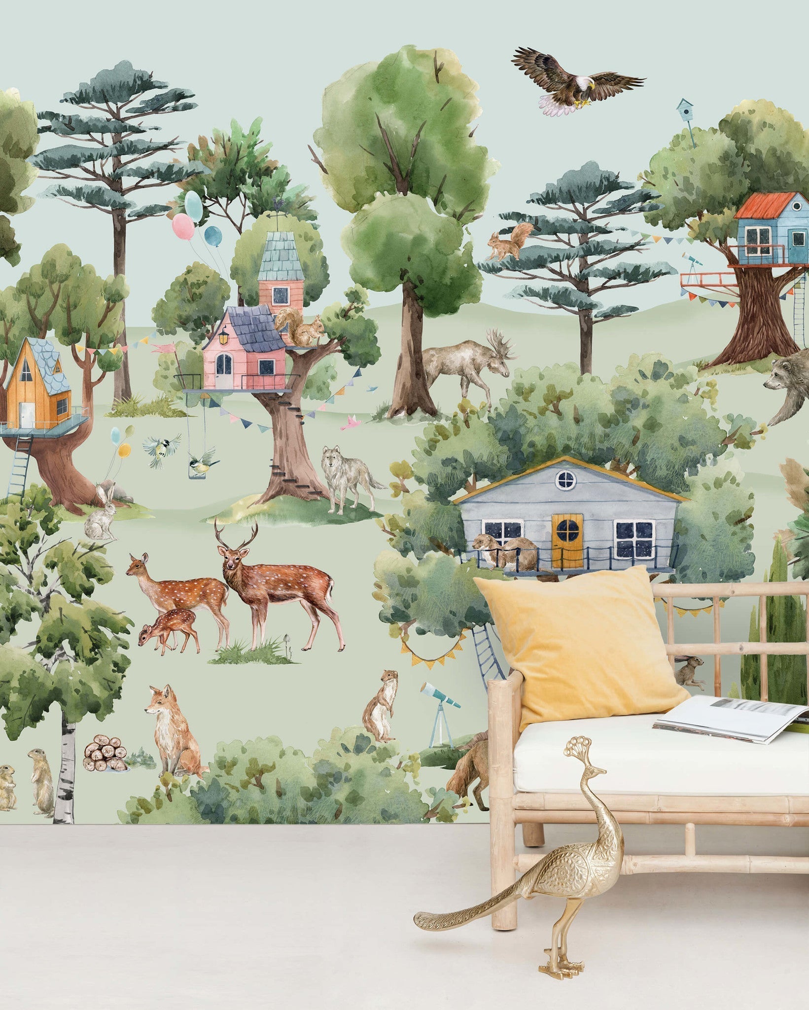 Creative Lab Amsterdam Treehouse in the Forest Wallpaper Mural-Beaumonde