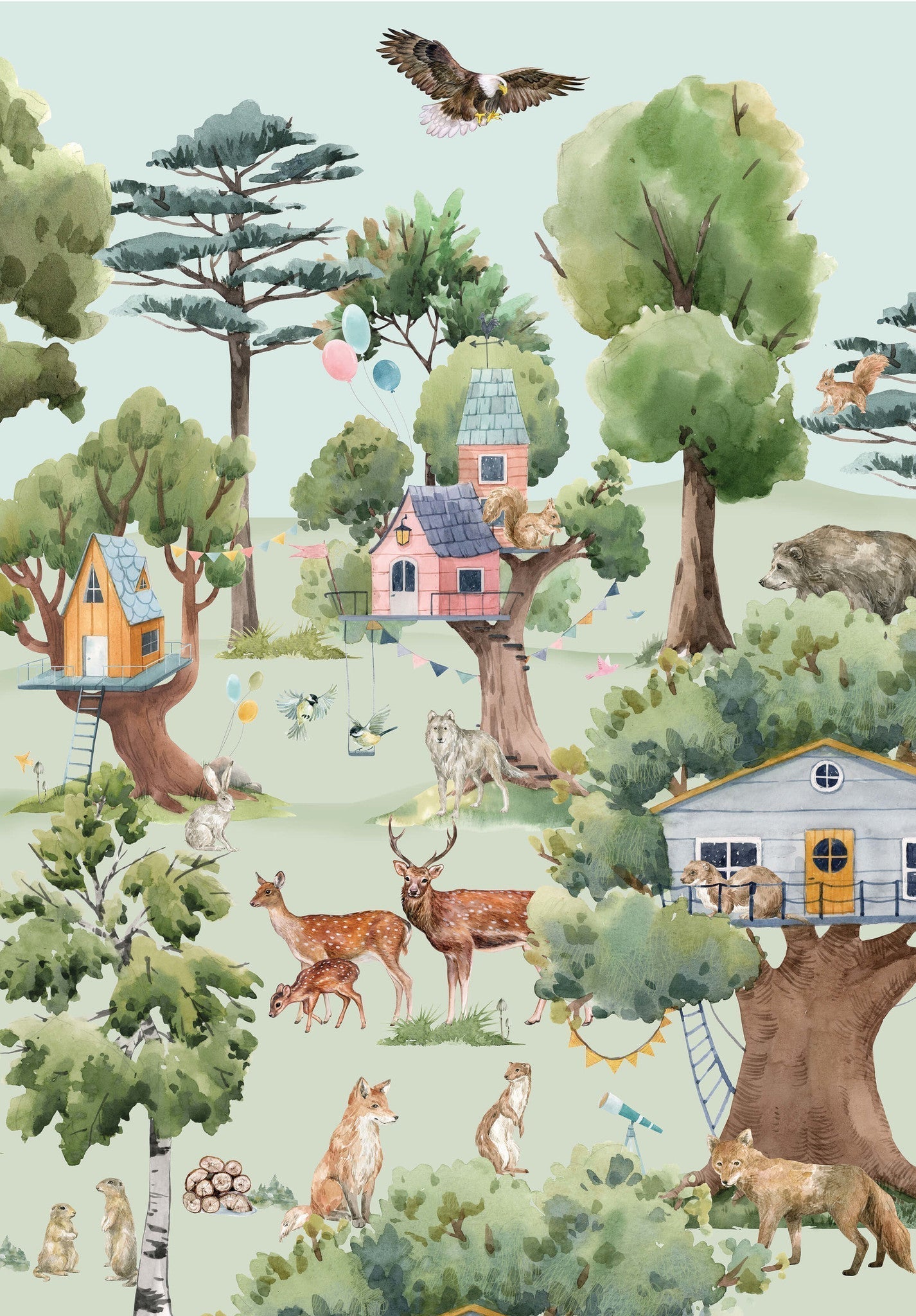 Creative Lab Amsterdam Treehouse in the Forest Wallpaper Mural-Beaumonde