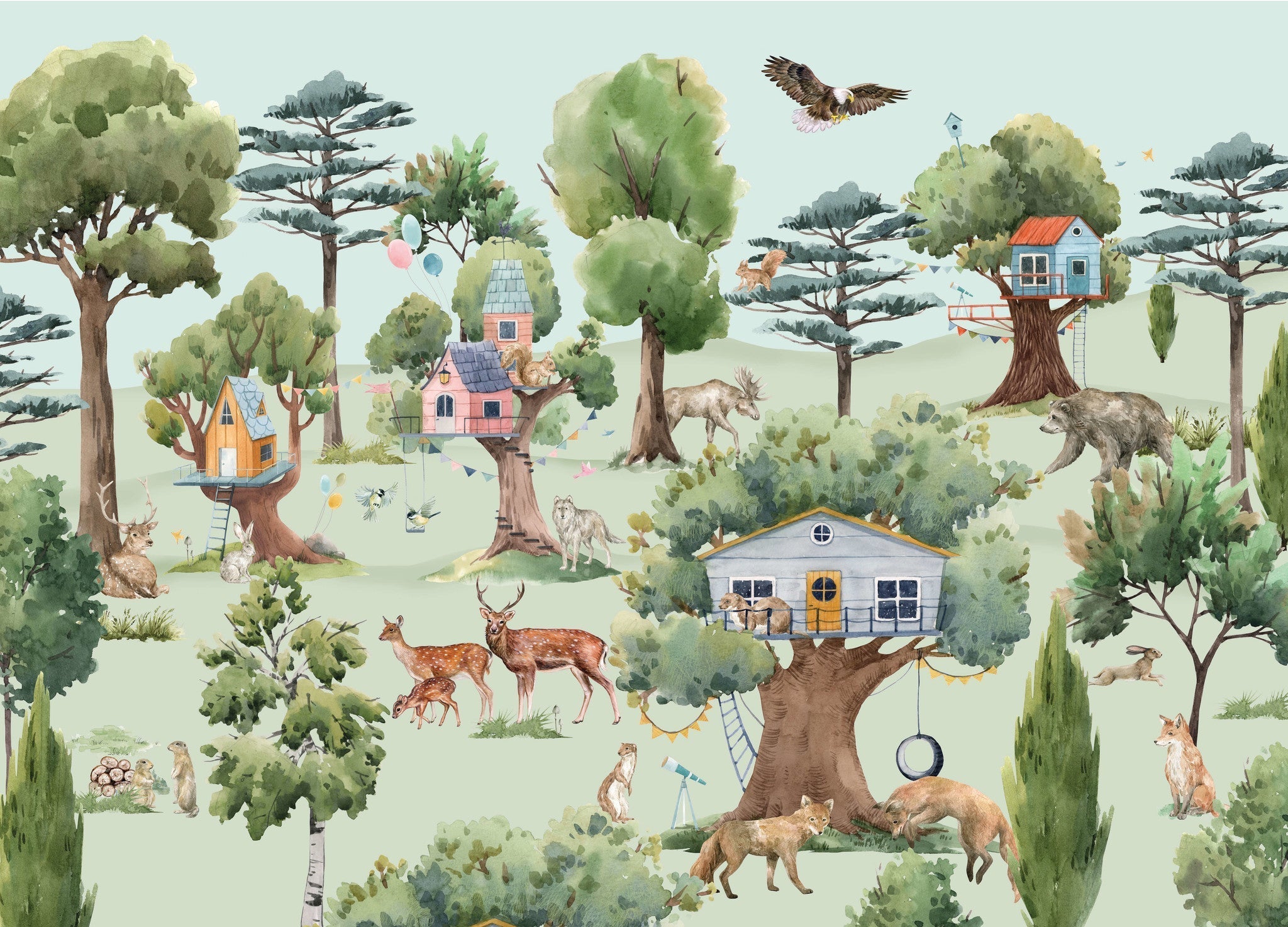 Creative Lab Amsterdam Treehouse in the Forest Wallpaper Mural-Beaumonde