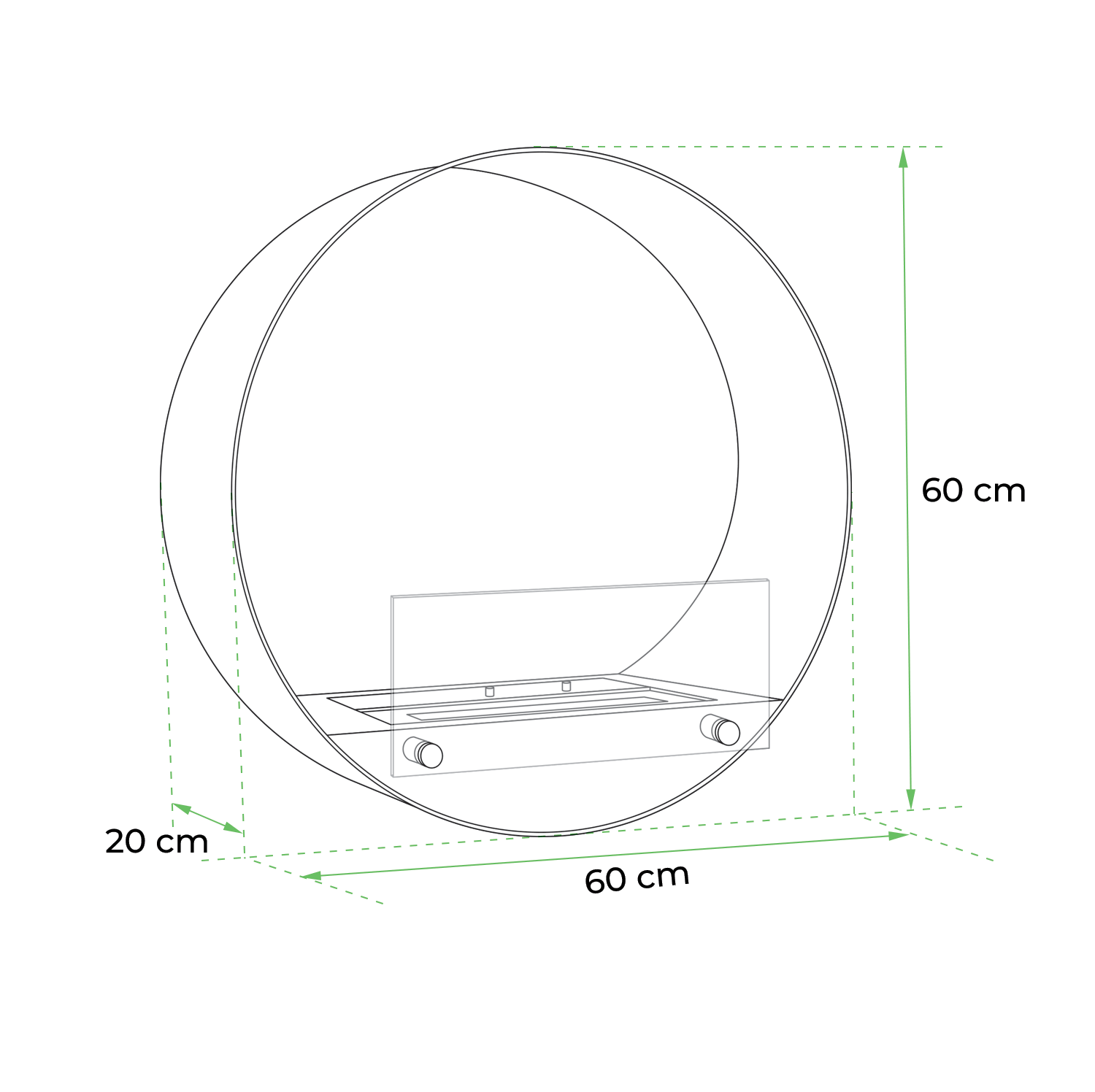 ScandiFlames Delaware Round Wall-Mounted Bioethanol Fireplace - Black
