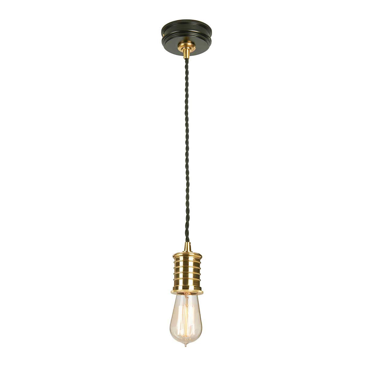 Elstead Lighting Douille 1 Light Pendant - Black/Polished Brass-DOUILLE-P-BPB-5024005274117-Beaumonde