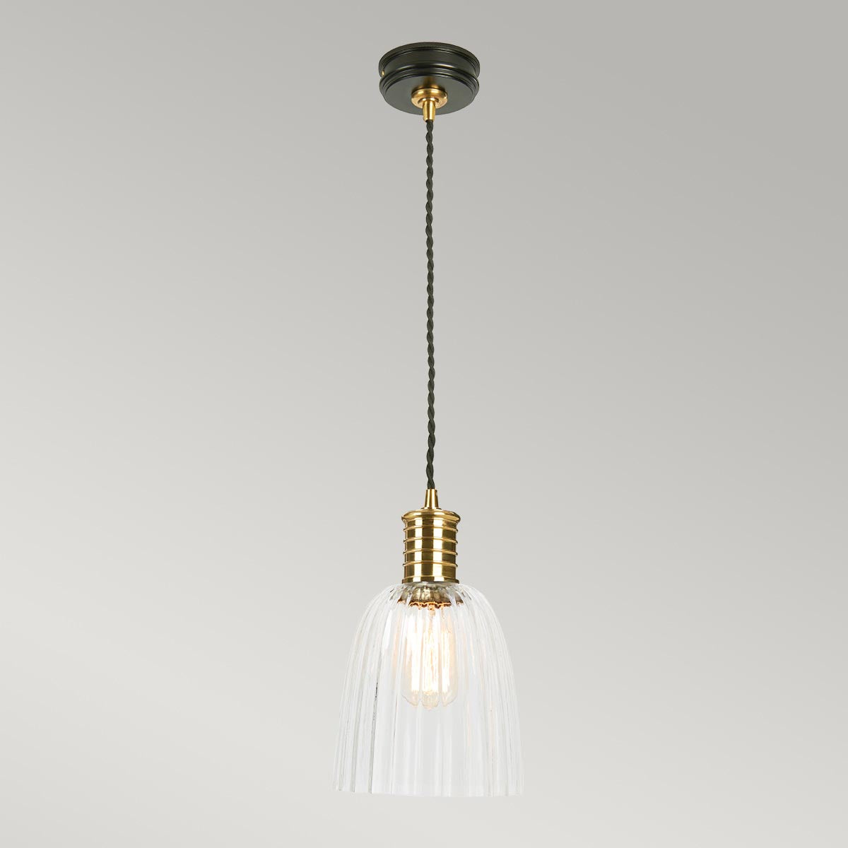 Elstead Lighting Douille 1 Light Pendant - Black/Polished Brass-DOUILLE-P-BPB-5024005274117-Beaumonde