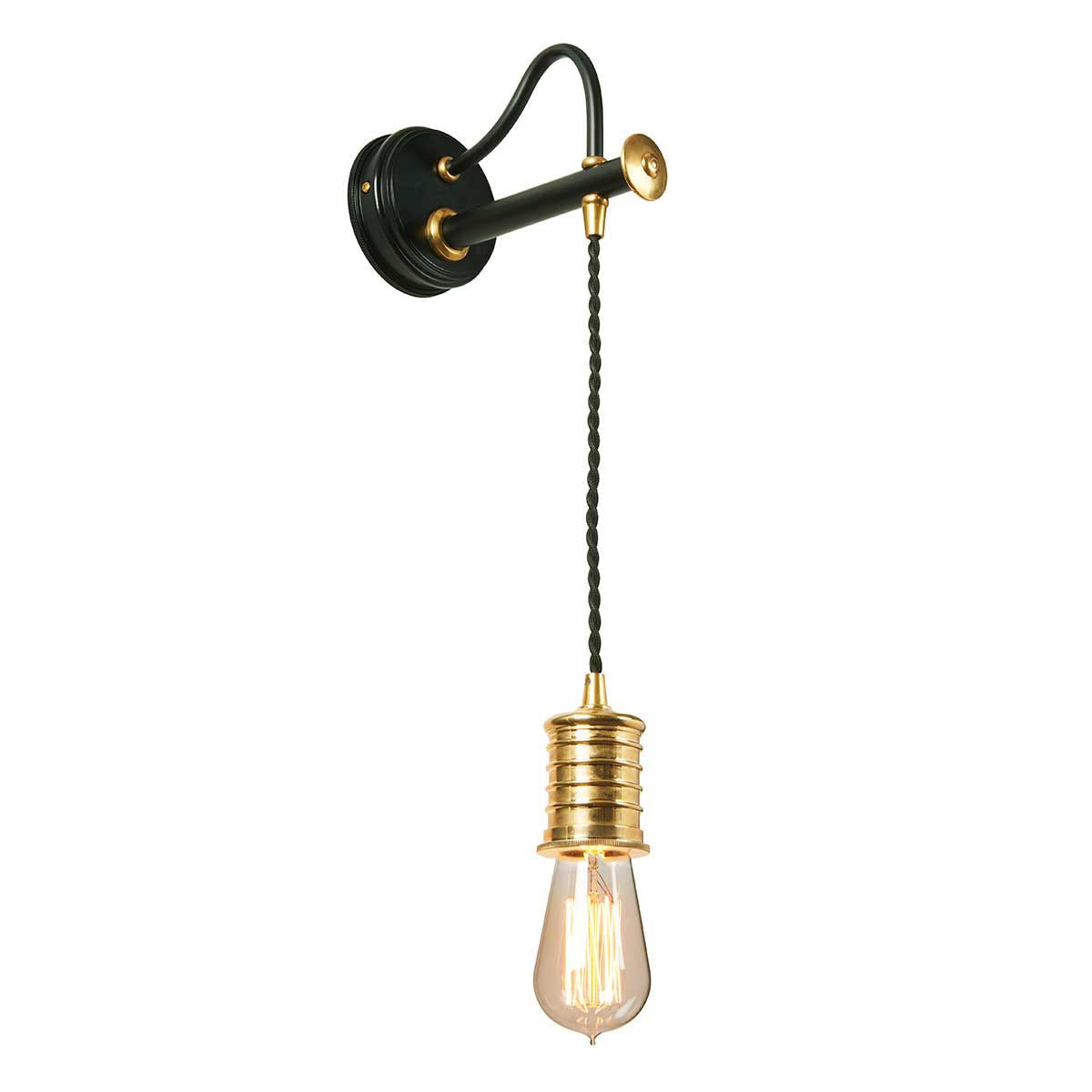 Elstead Lighting Douille 1 Light Wall Light - Black/Polished Brass-DOUILLE1-BPB-5024005274414-Beaumonde