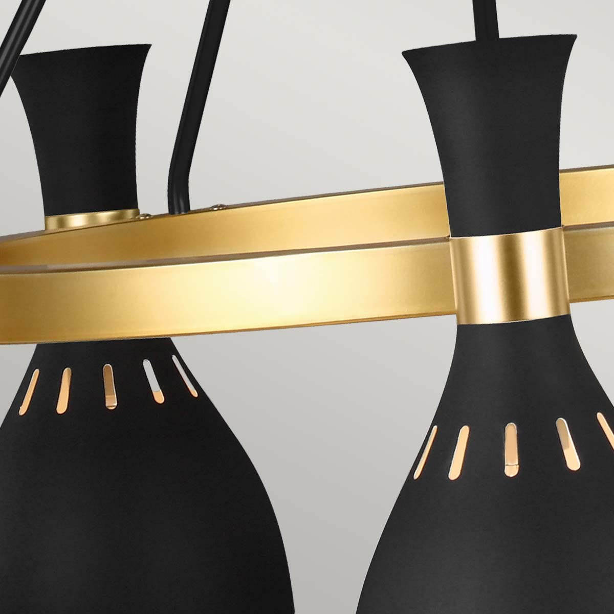 Elstead Lighting Feiss Joan 5 Light Chandelier - Midnight Black & Burnished Brass-FE-JOAN5-MB-5024005391210-Beaumonde