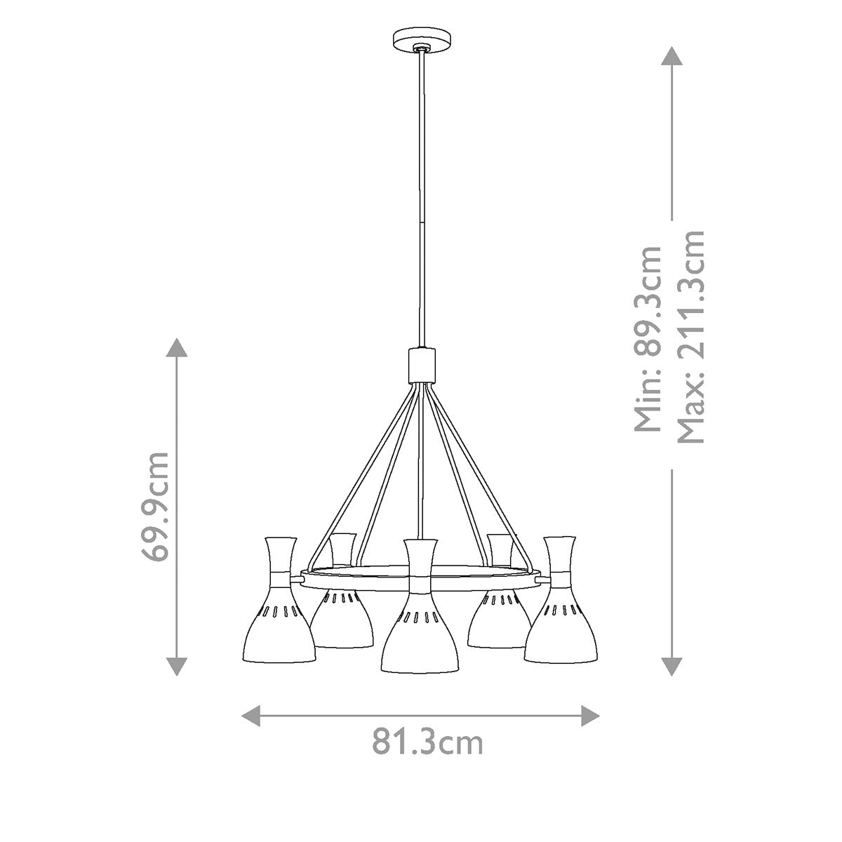 Elstead Lighting Feiss Joan 5 Light Chandelier - Midnight Black & Burnished Brass-FE-JOAN5-MB-5024005391210-Beaumonde