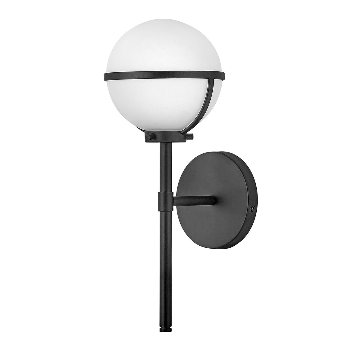 Elstead Lighting Hinkley Hollis 1 Light Wall Light - Opal/Black-HK-HOLLIS1-O-BK-BATH-5024005559511-Beaumonde