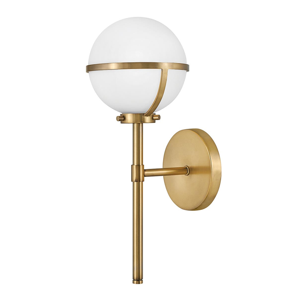 Elstead Lighting Hinkley Hollis 1 Light Wall Light - Opal/Brass-HK-HOLLIS1-O-HB-BATH-5024005559610-Beaumonde