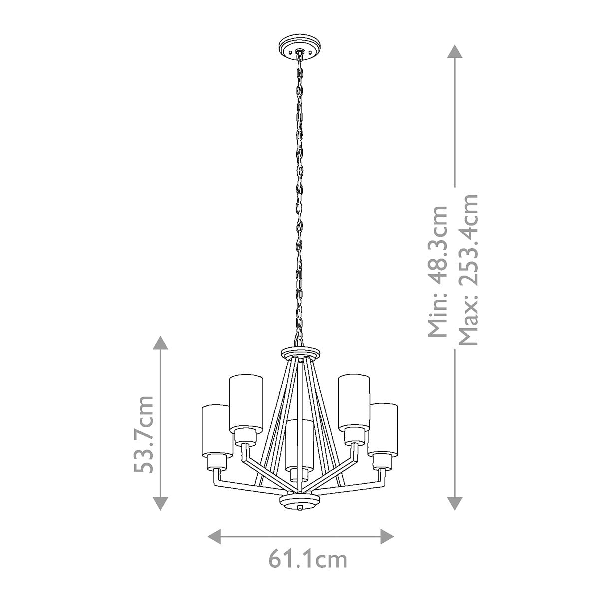 Elstead Lighting Kichler Deryn 5 Light Chandelier - Antique Grey-KL-DERYN5-DAG-5024005571810-Beaumonde