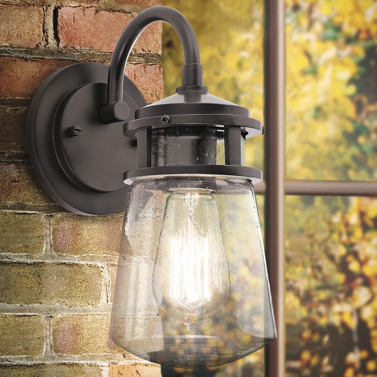 Elstead Lighting Kichler Lyndon 1 Light Medium Wall Lantern - Architectural Bronze-KL-LYNDON2-M-AZ-5024005236412-Beaumonde