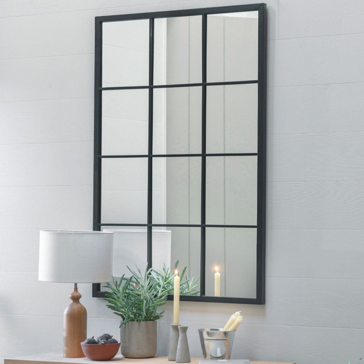 Rectangular Windowpane Black Rectangular Window Pane Outdoor Mirror – Garden & Indoor Decor ...