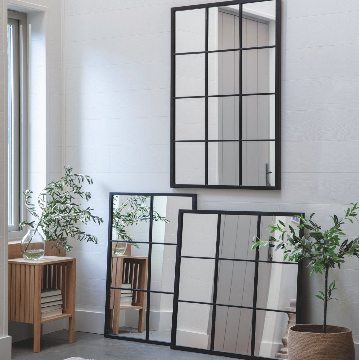 Rectangular Windowpane Black Rectangular Window Pane Outdoor Mirror – Garden & Indoor Decor ...