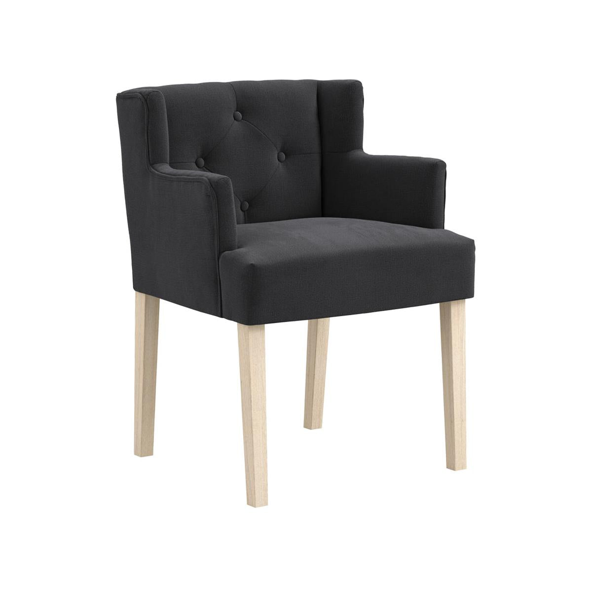 HO+ME Addison Winged Dining Armchair In Anthracite Grey