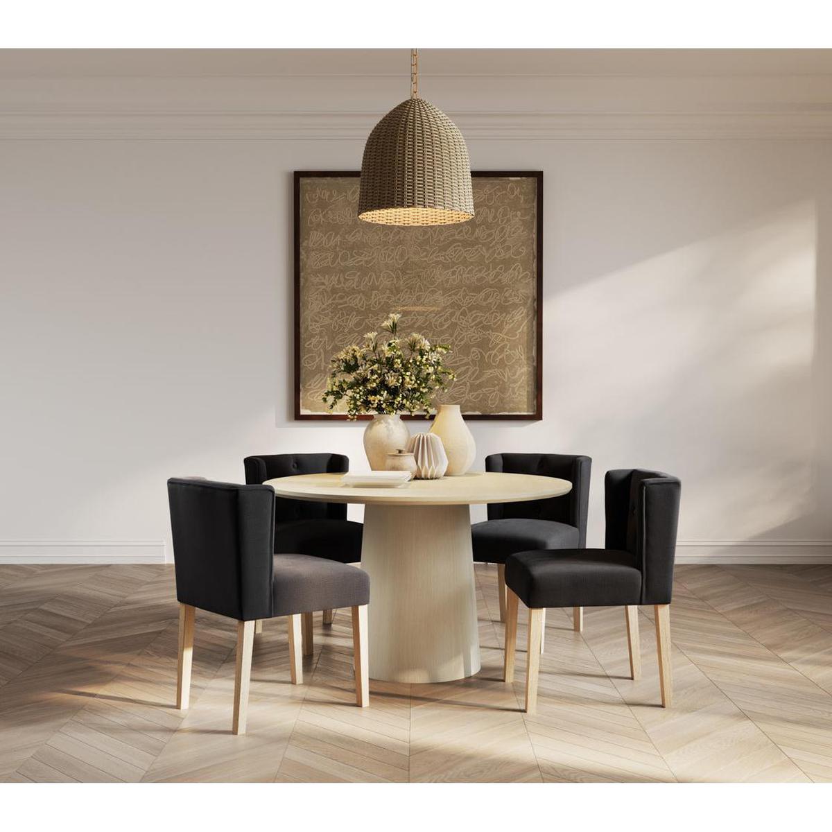 HO+ME Addison Winged Dining Chair In Anthracite Grey-Beaumonde