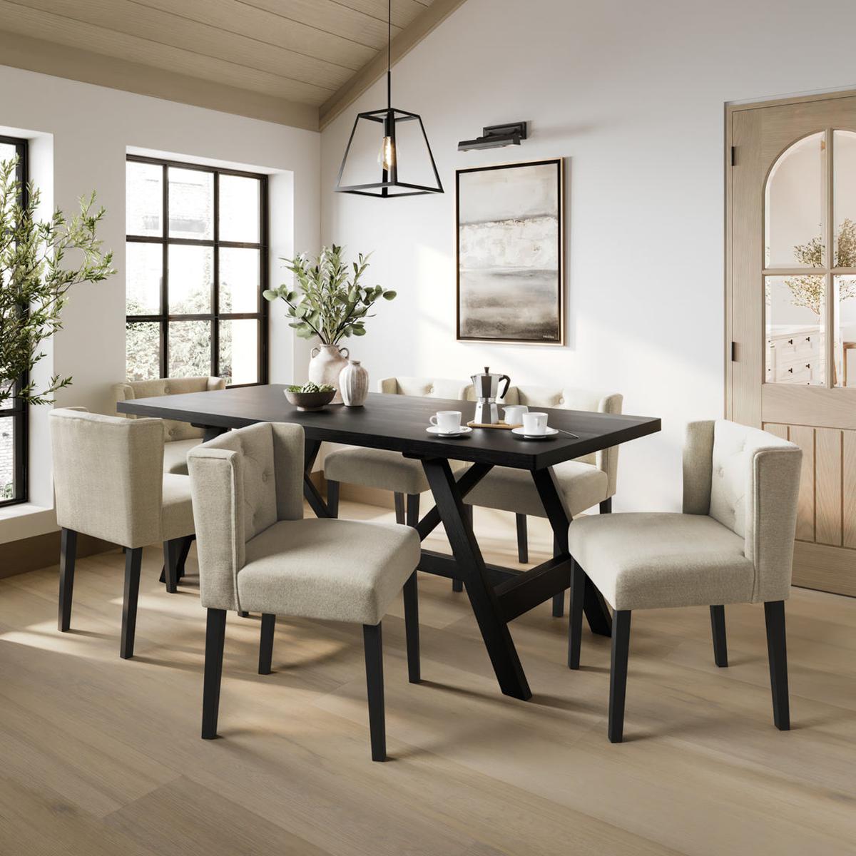 HO+ME Addison Winged Dining Chair In Stone lifestyle