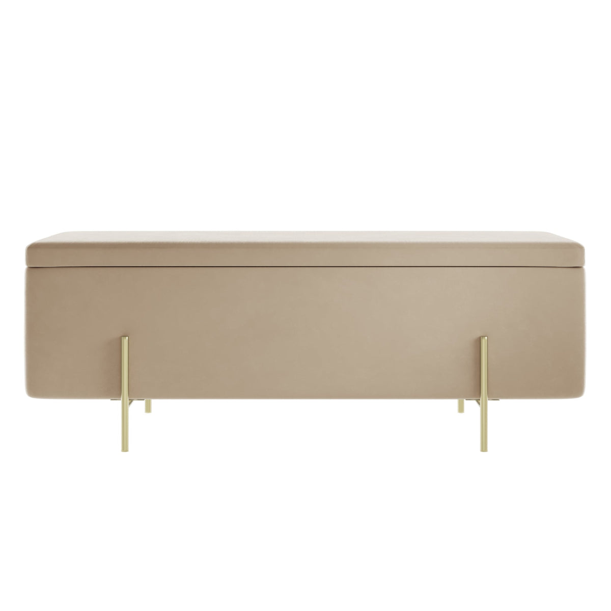 HO+ME Amur Ottoman Storage Bench In Gold And Beige Velvet