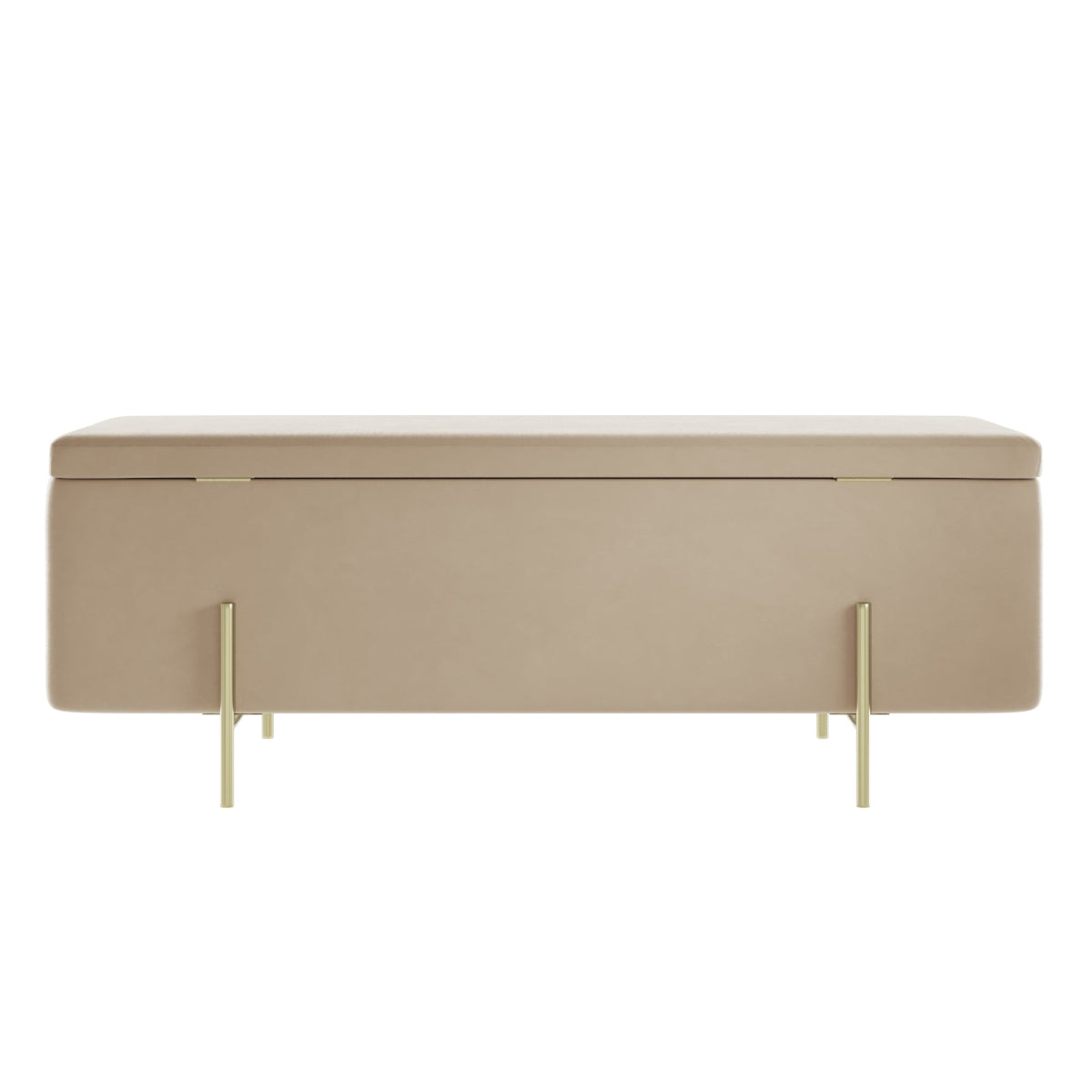 HO+ME Amur Ottoman Storage Bench In Gold And Beige Velvet back