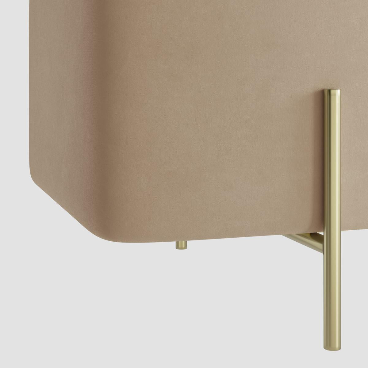 HO+ME Amur Ottoman Storage Bench In Gold And Beige Velvet  close