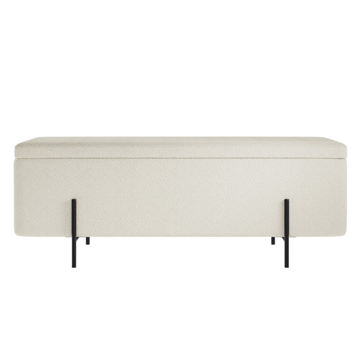 HO+ME Amur Storage Ottoman In Matte Black And Ivory Boucle side