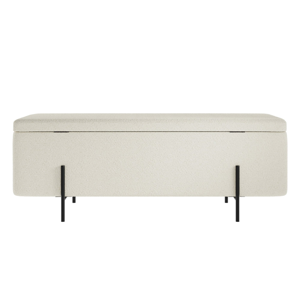 HO+ME Amur Storage Ottoman In Matte Black And Ivory Boucle back