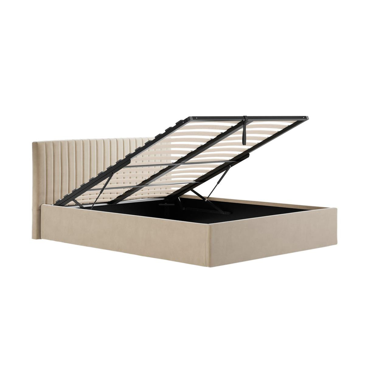 HO+ME Arden Ottoman King Size Bed In Beige-Beaumonde