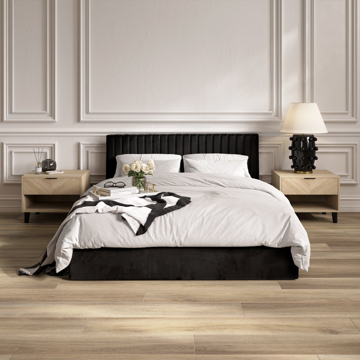 HO+ME Arden Ottoman Super King Size Bed In Black lifestyel