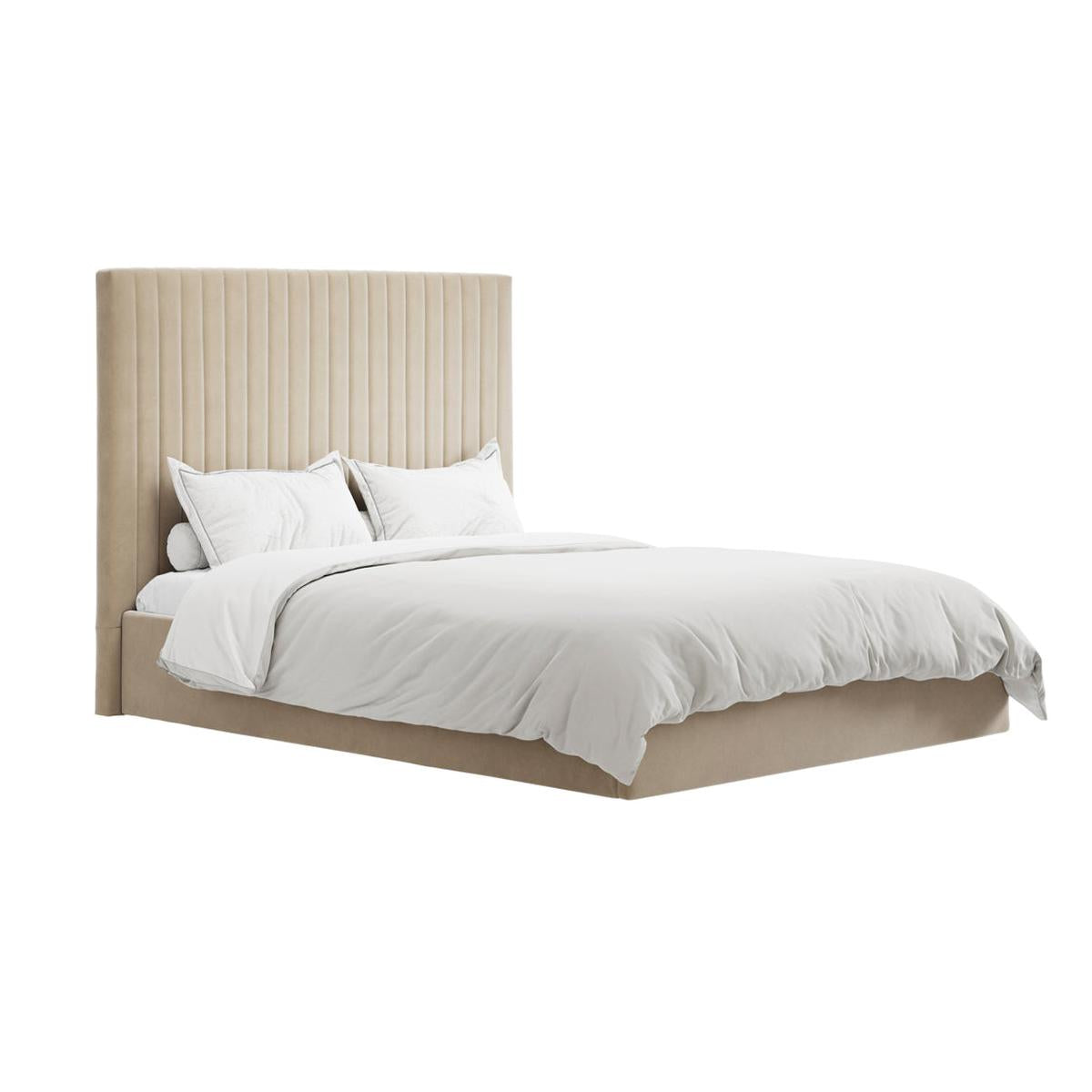 HO+ME Arden Tall Ottoman King Size Bed In Beige-Beaumonde