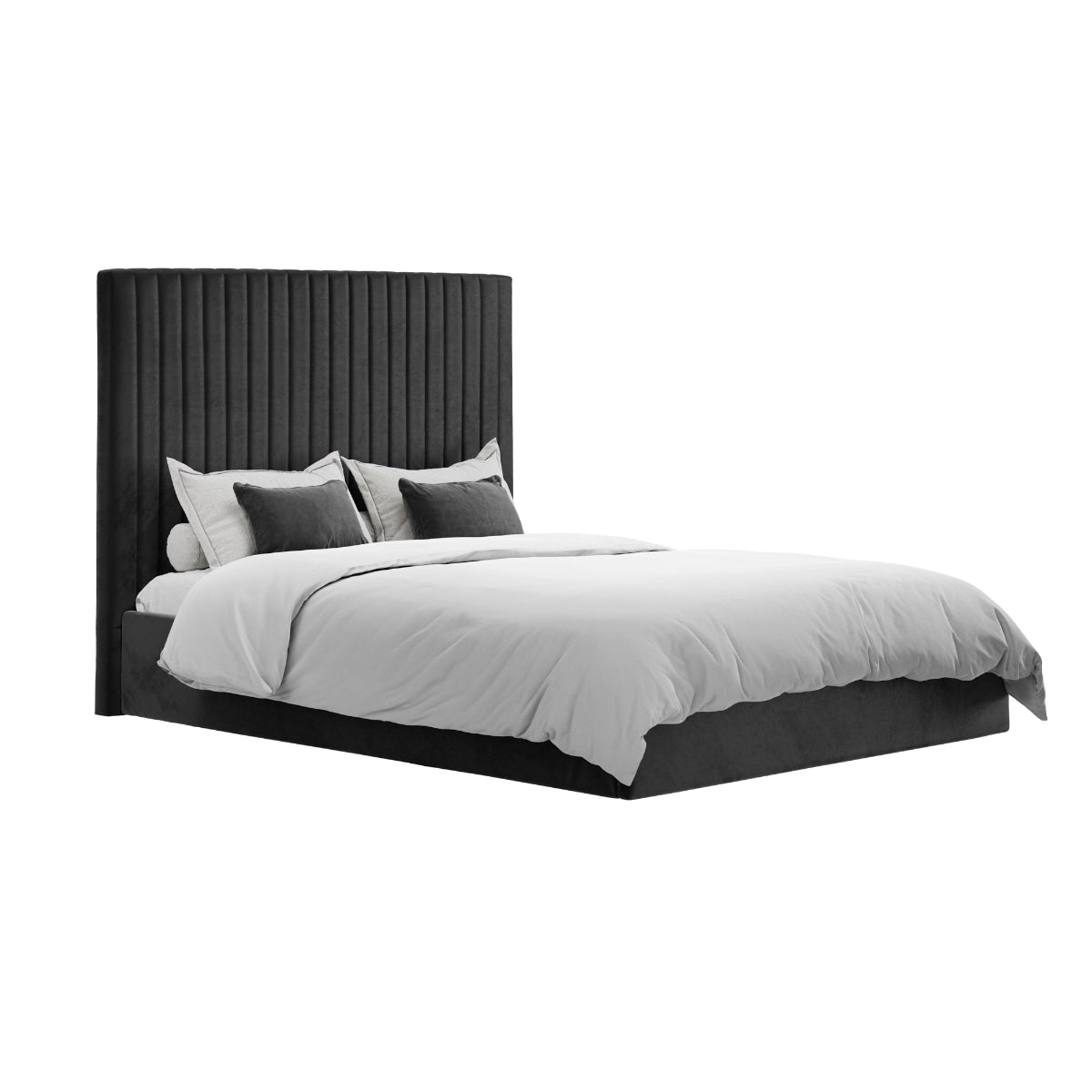 HO+ME Arden Tall Ottoman King Size Bed In Black dressed