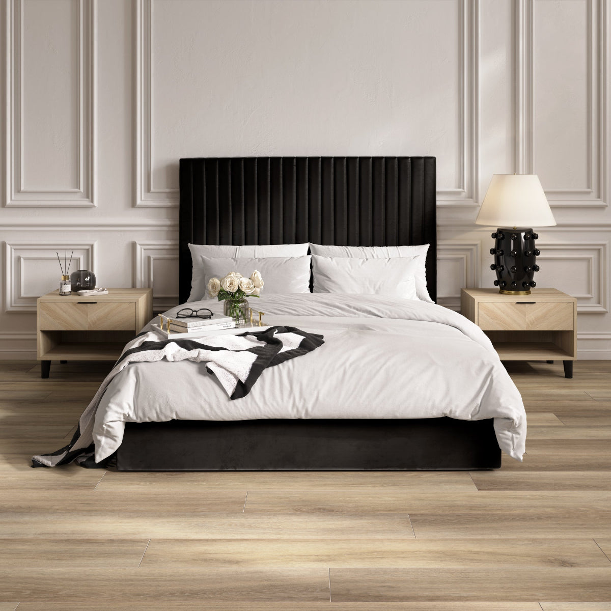 HO+ME Arden Tall Ottoman King Size Bed In Black lifestyle