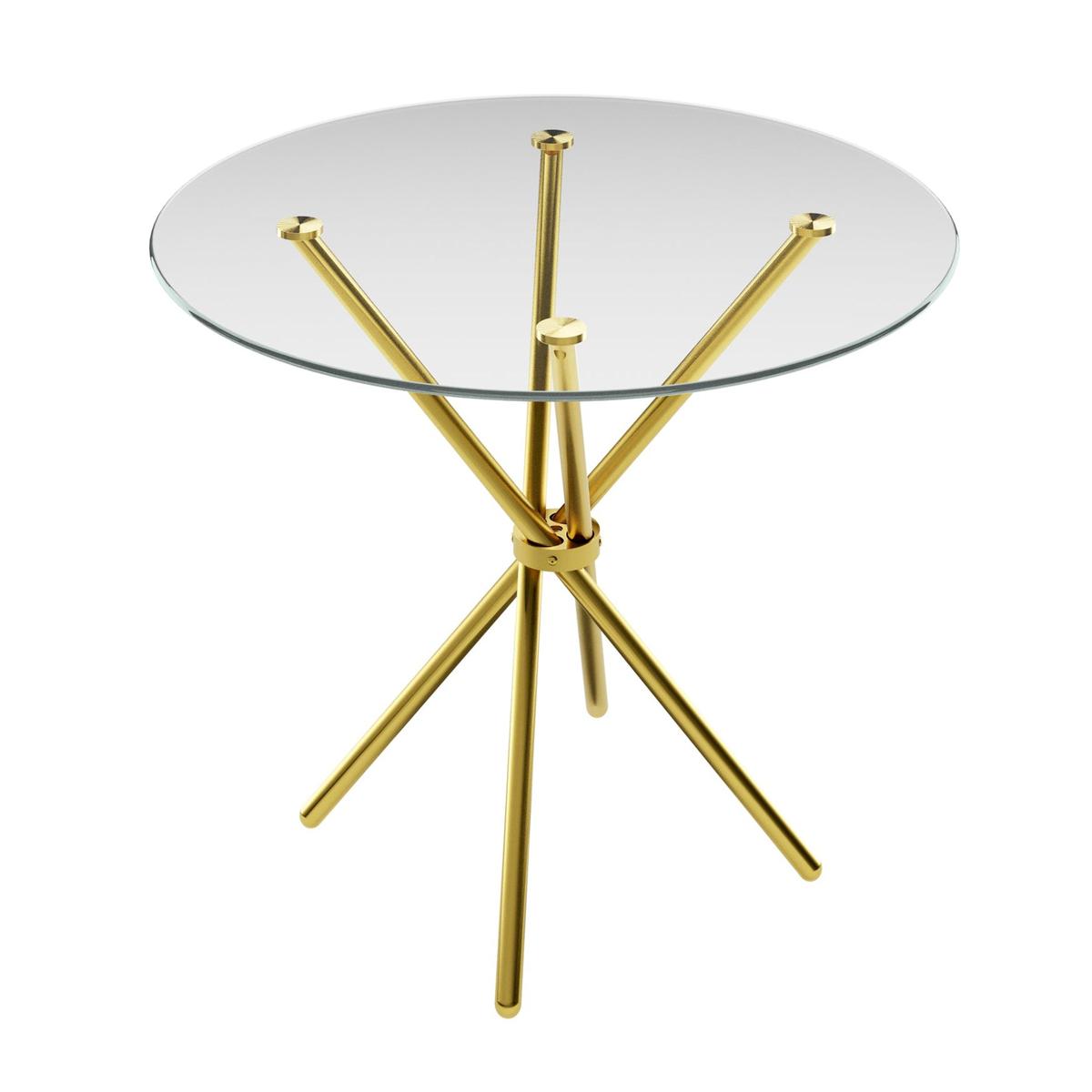 HO+ME Artie Dining Table In Gold And Clear Glass