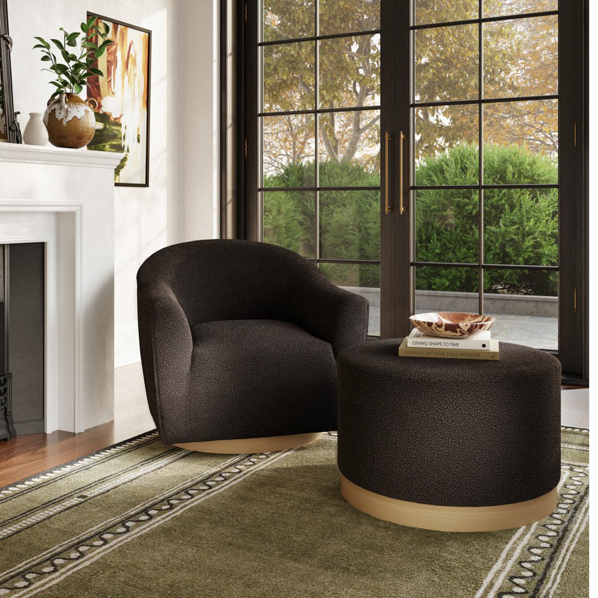 HO+ME Aurora Swivel Chair In Black Boucle lifestyle