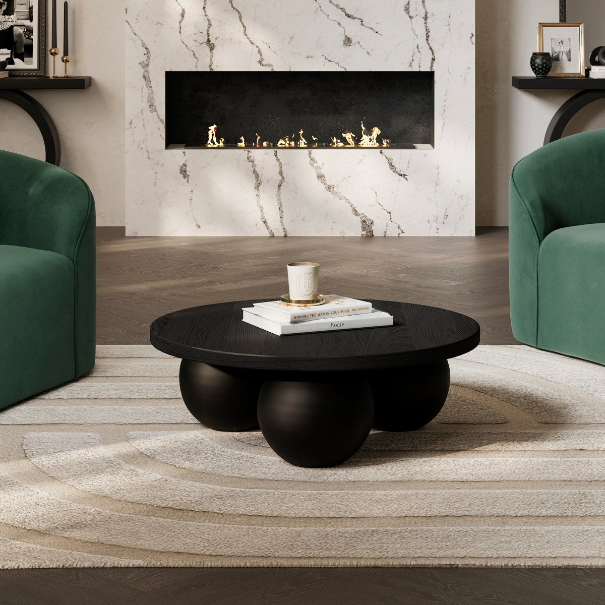 HO+ME Bastian Black Ball Leg Coffee Table lifestyle 3