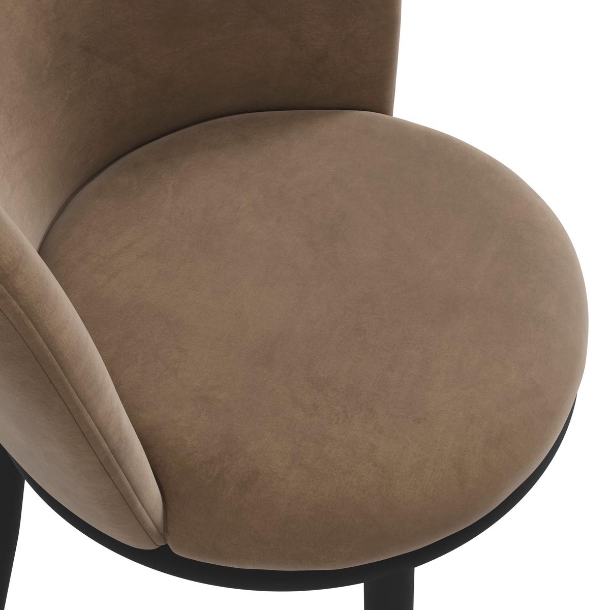 HO+ME Bowie Dining Set of Two Dining Chairs In Black And Mole Velvet-Beaumonde