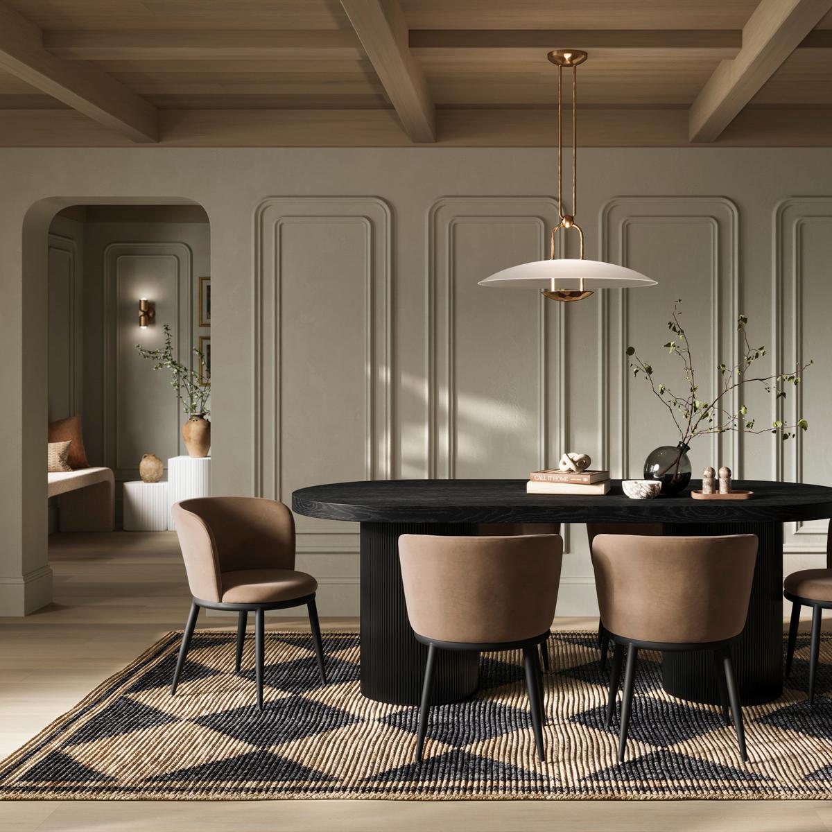 HO+ME Bowie Dining Set of Two Dining Chairs In Black And Mole Velvet-Beaumonde