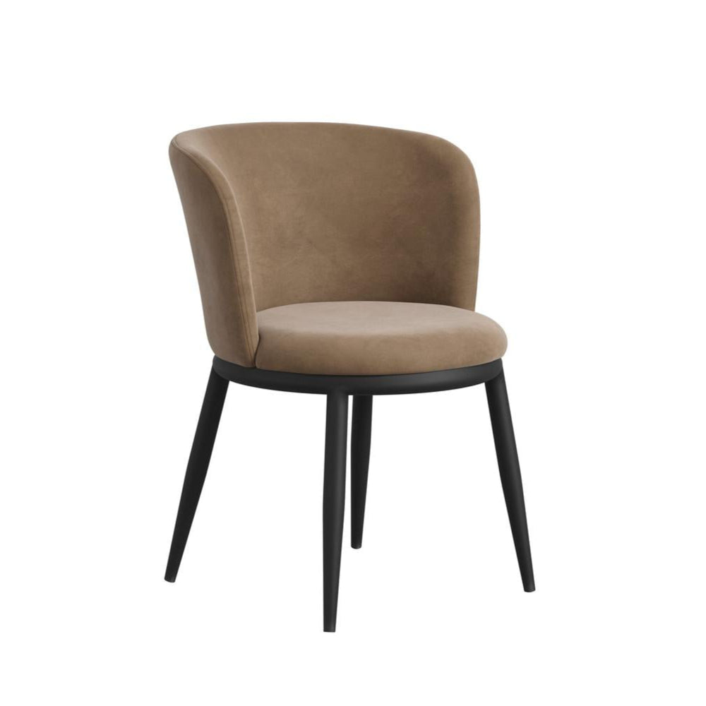 HO+ME Bowie Dining Set of Two Dining Chairs In Black And Mole Velvet-Beaumonde