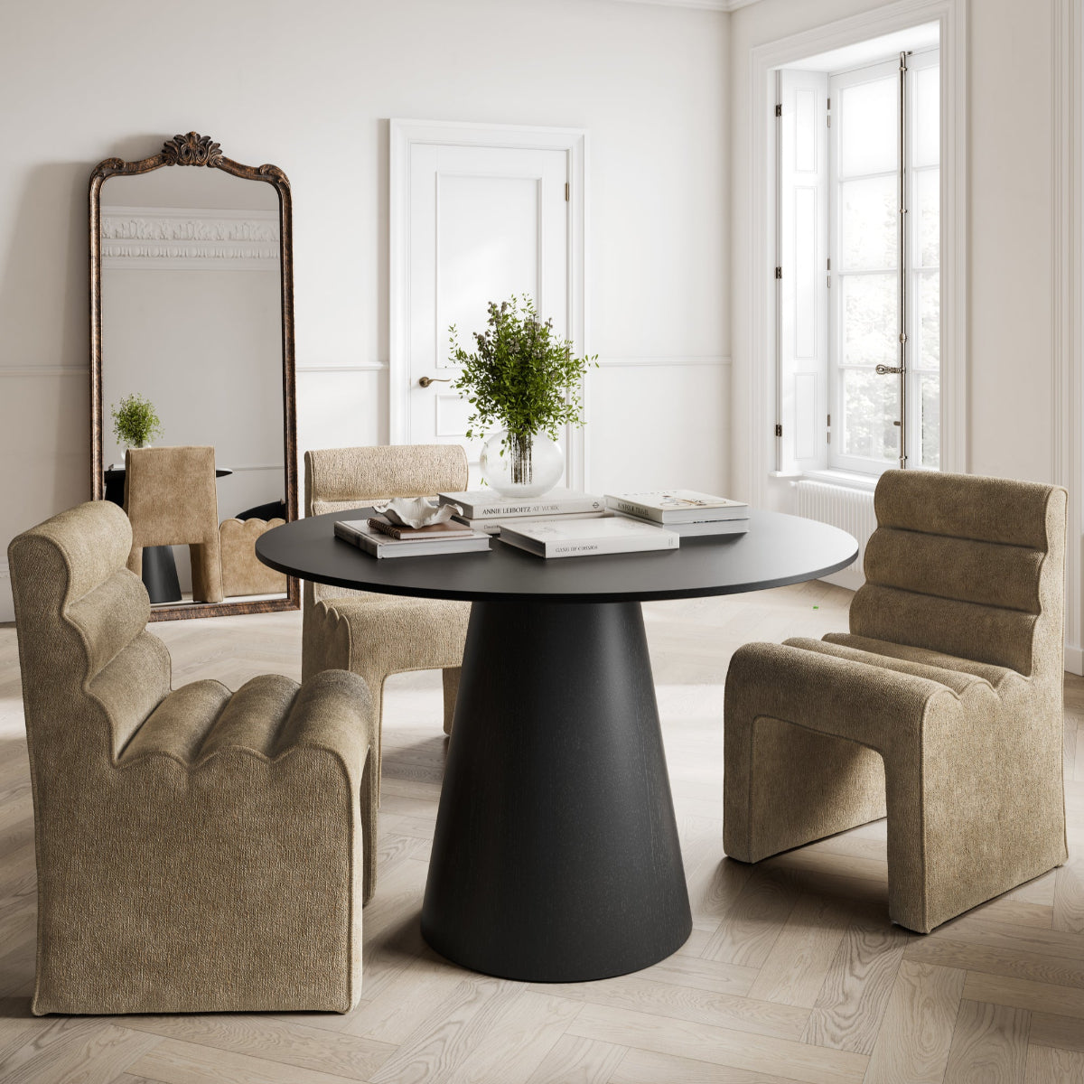 HO+ME Bowman Pedestal Dining Table In Black Lifestyle 5