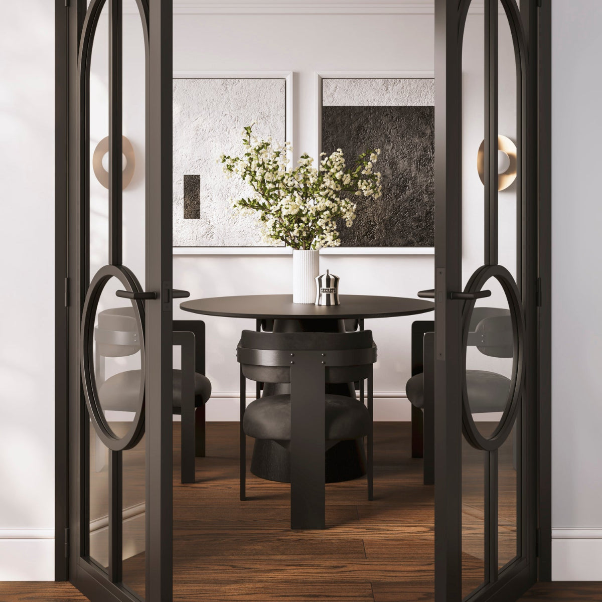 HO+ME Bowman Pedestal Dining Table In Black Lifestyle 6