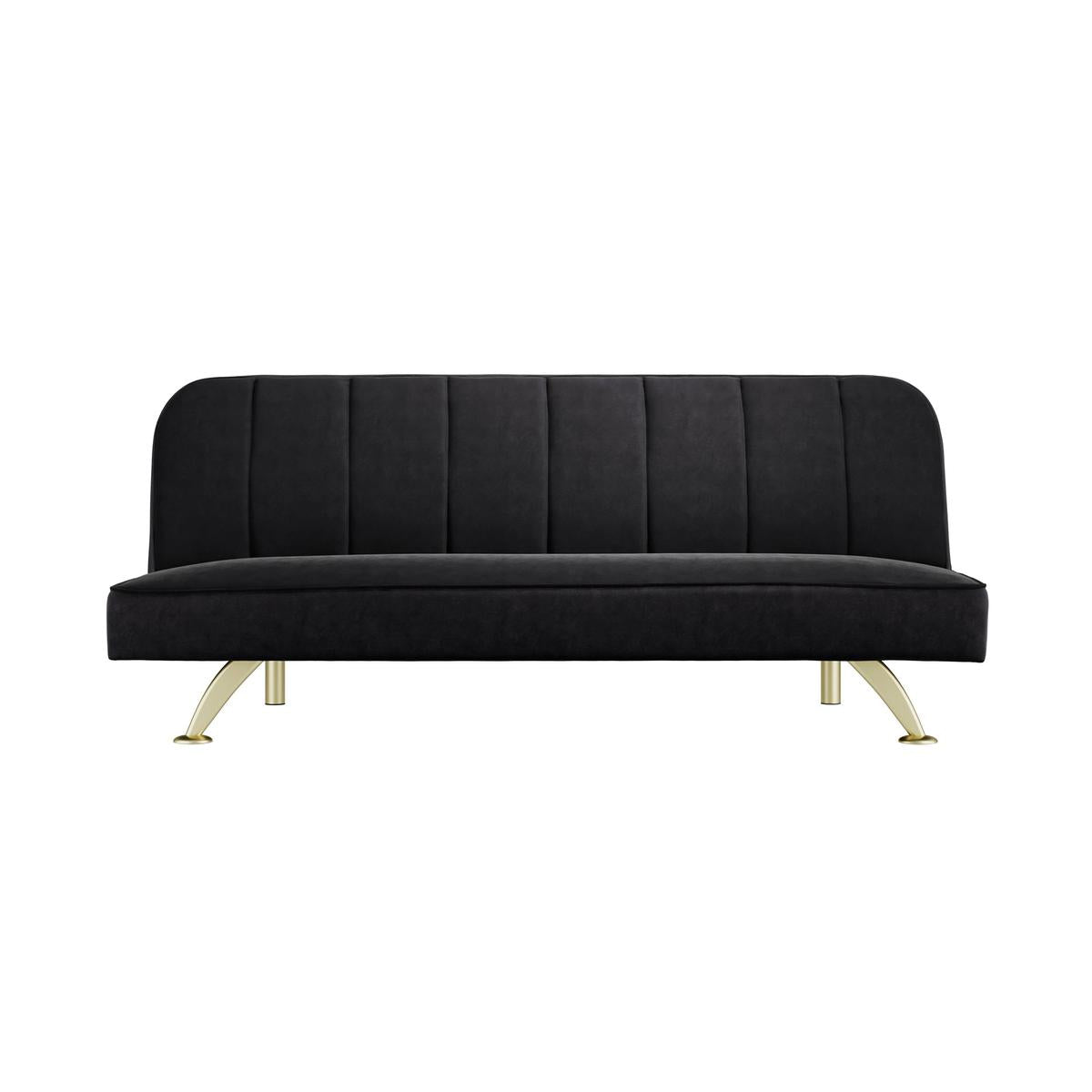 HO+ME Brunel Sofa Bed In Brushed Gold And Black Velvet-Beaumonde