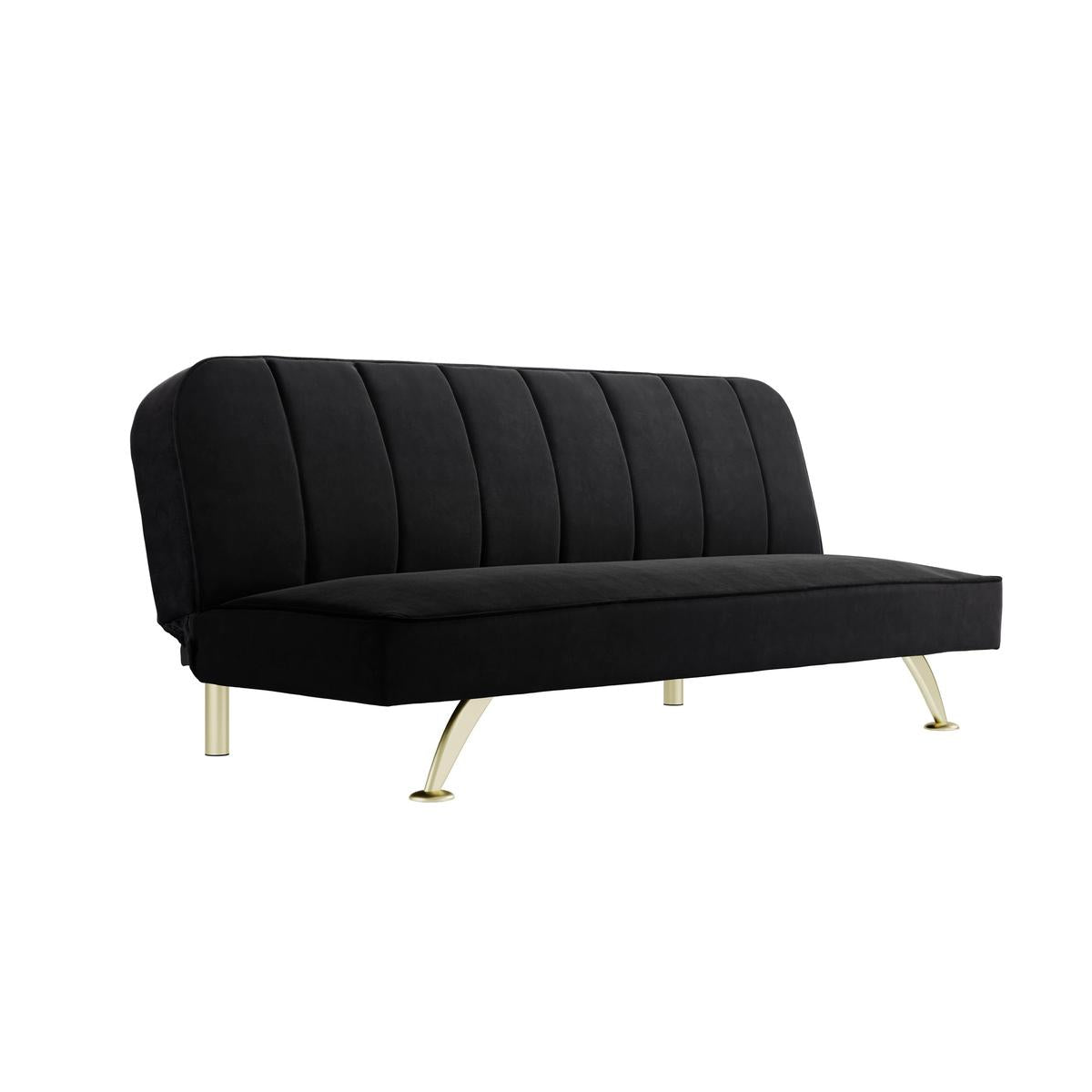 HO+ME Brunel Sofa Bed In Brushed Gold And Black Velvet-Beaumonde