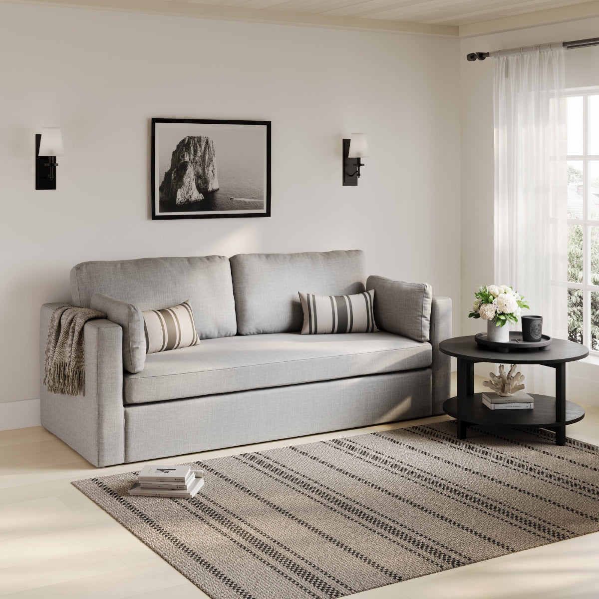 HO+ME Chatham 3 Seater Sofa In Light Grey lifestyle
