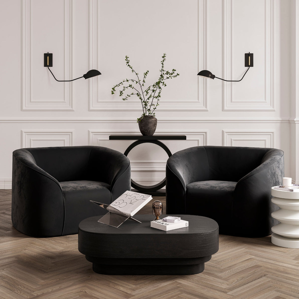 HO+ME Cleo Side Pedestal Table In White lifestyle