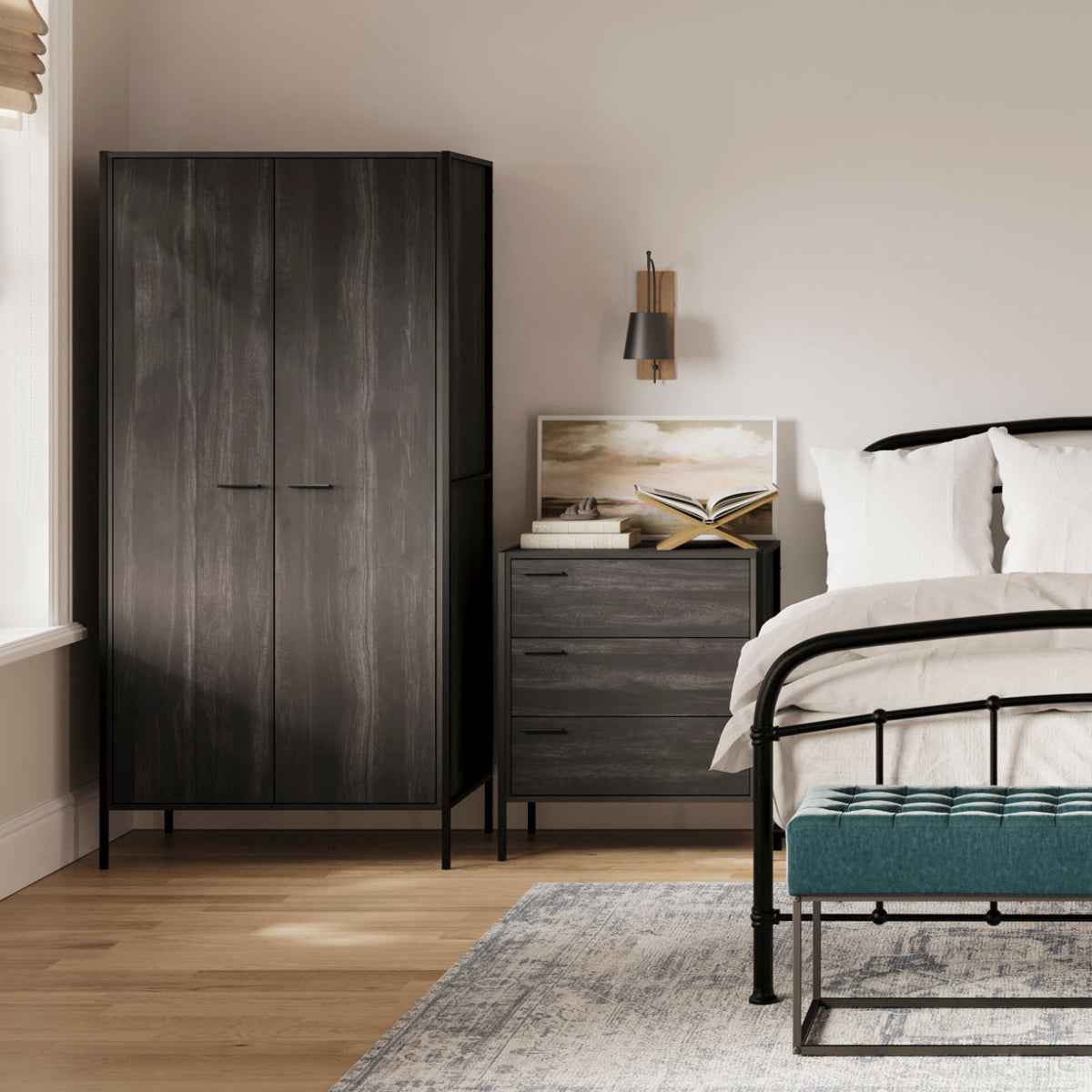 HO+ME Clerkenwell 2 Door Wardrobe In Black lifestyle