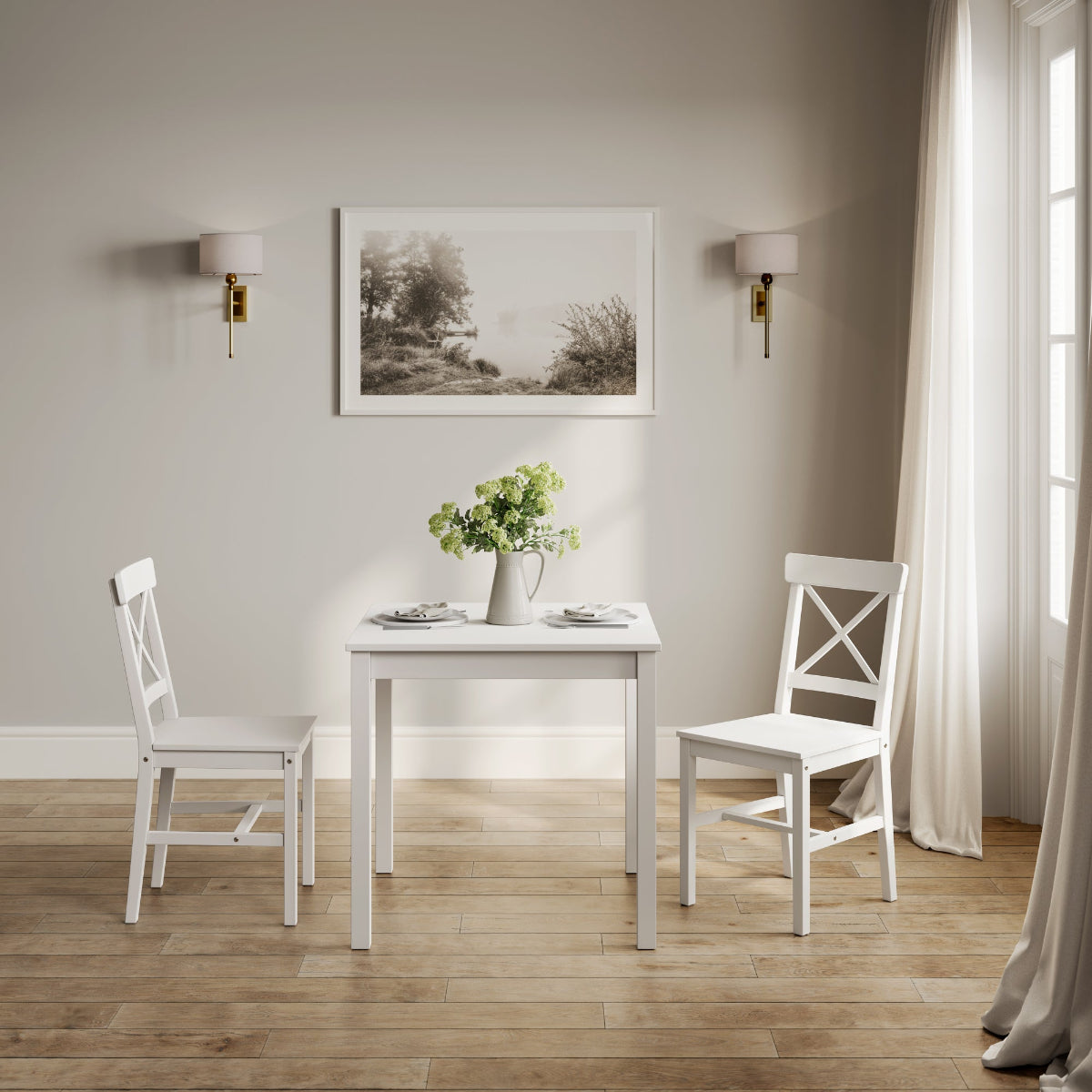HO+ME Cotswold 2 Seater Dining Table Set In White lifestyle