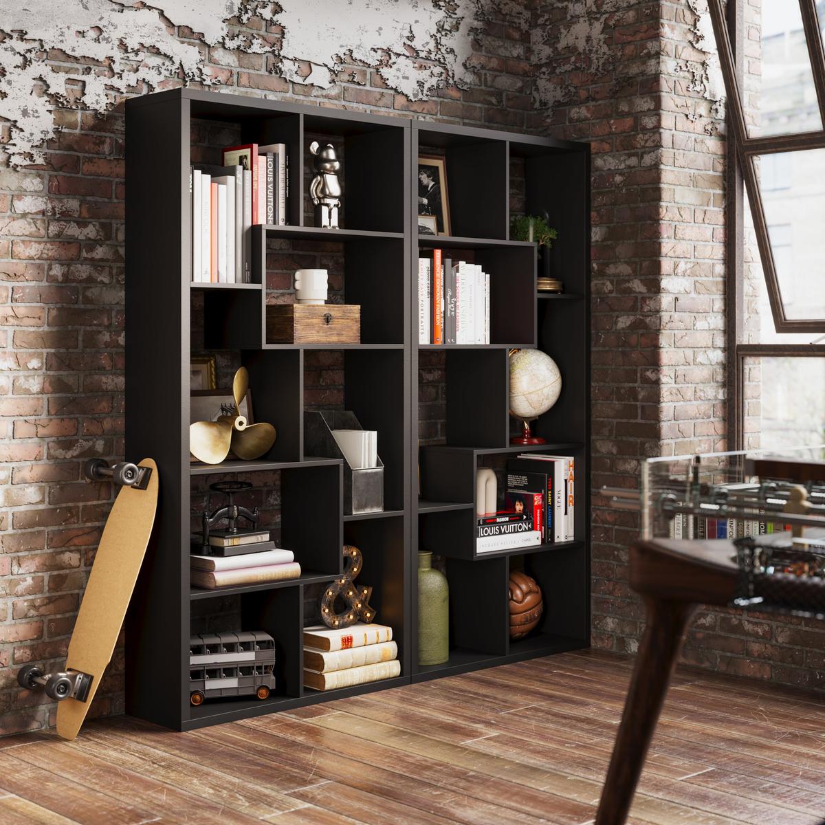 HO+ME Cubis Shelving Unit In Black-Beaumonde