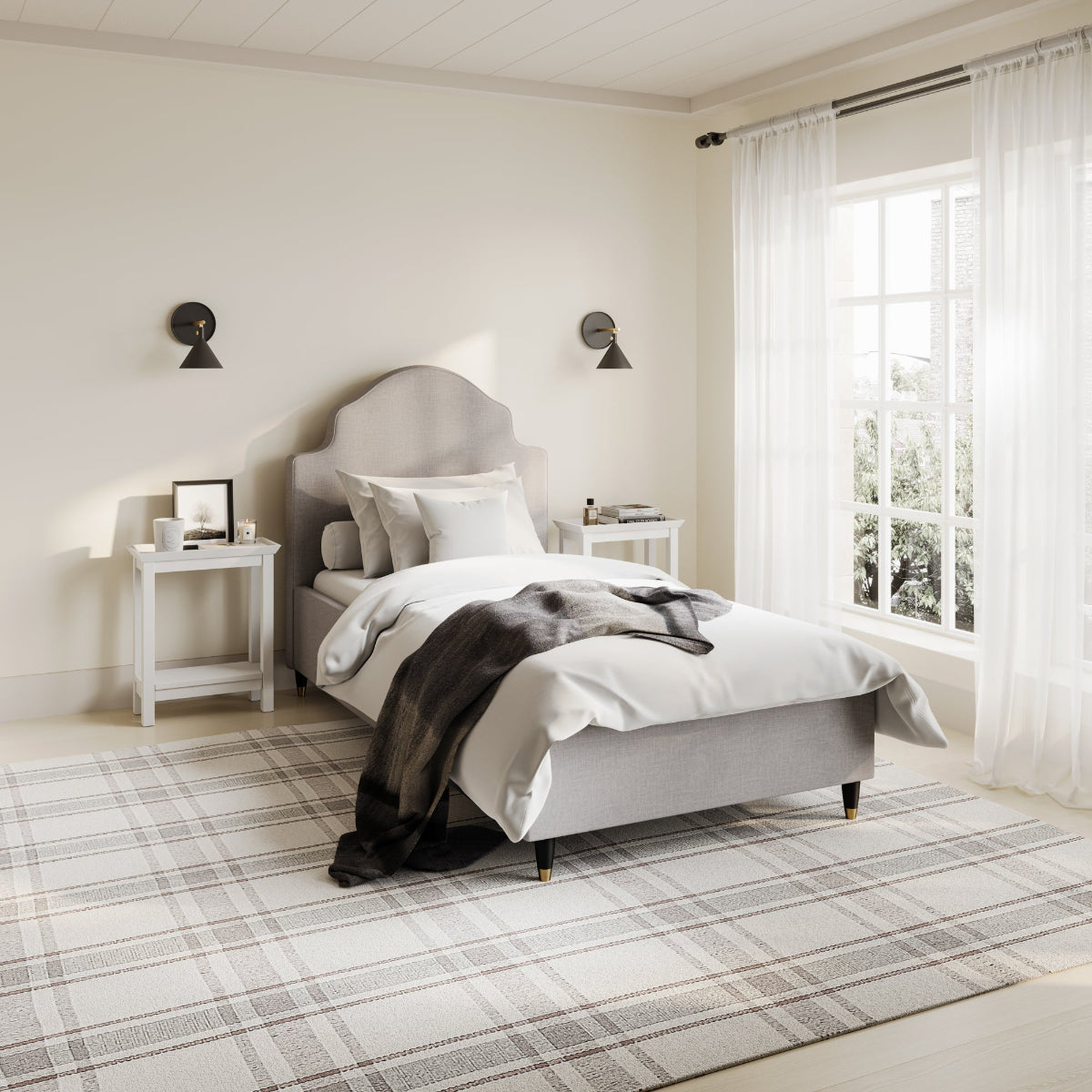 HO+ME Darcy Single Bed In Grey lifestyle