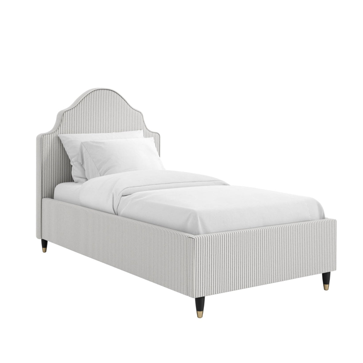 HO+ME Darcy Single Bed With Light Grey Stripe Ticking angle