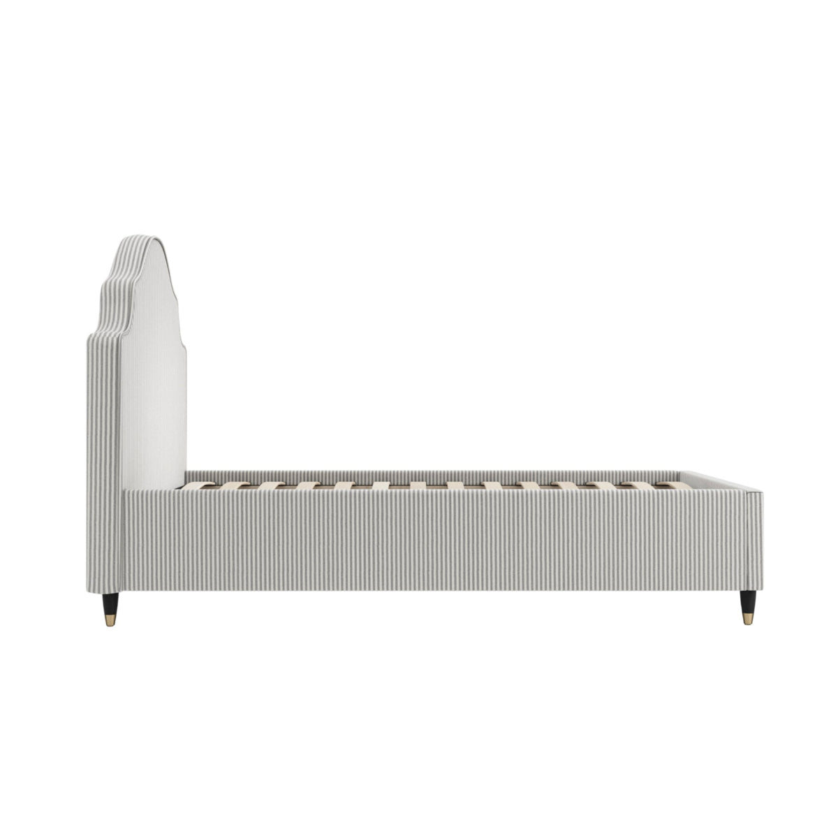 HO+ME Darcy Single Bed With Light Grey Stripe Ticking side