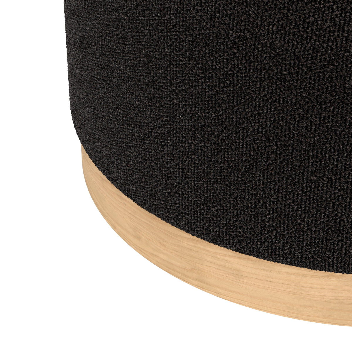 HO+ME Eclipse Large Pouffe In Blonde Oak And Black Velvet close up