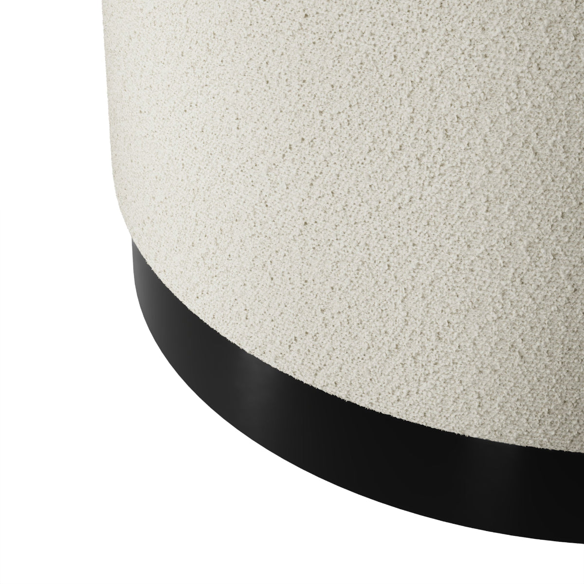 HO+ME Eclipse Large Pouffe In Matte Black And Ivory Boucle close